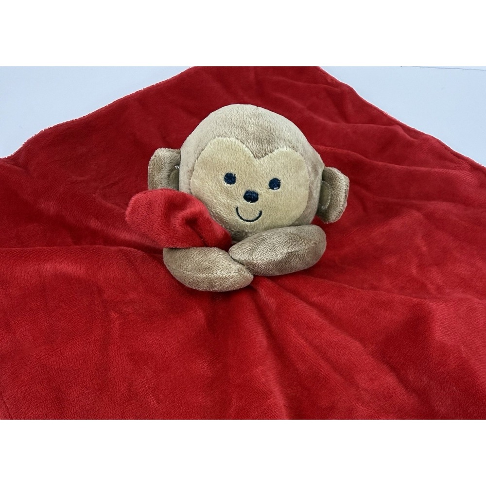 Carters  Brown Monkey I AM LOVED Red Satin Security Blanket Rattle Baby Lovey